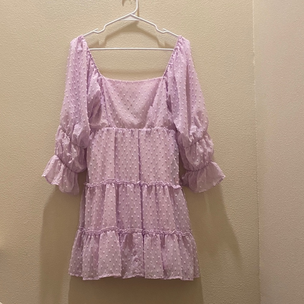 Lavender Swiss Dot Tiered Mini Dress size medium